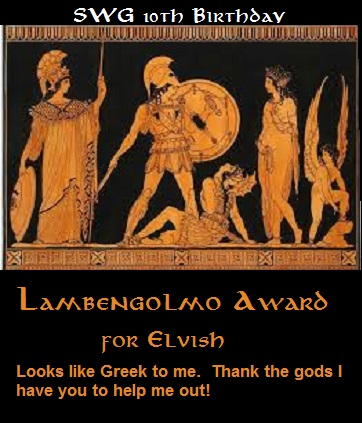 Lambengolmo Award for Elvish birthday card