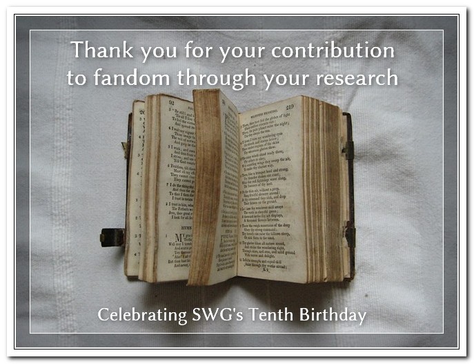 Thank you for your contribution to fandom through your research birthday card