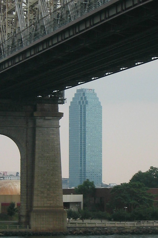 Citicorp Building in NYC viewed under the Queensboro Bridge, photo by Wally Gobetz