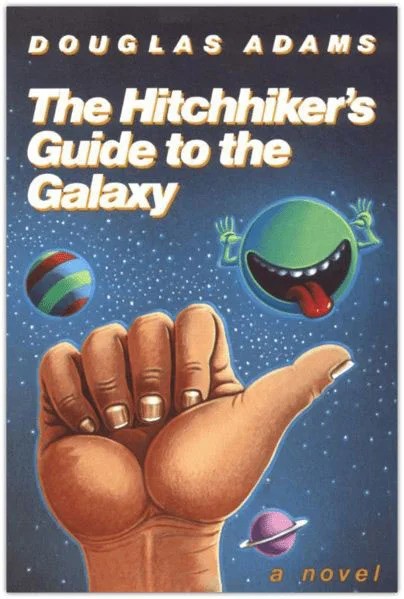 first edition book cover of The Hitchhiker's Guide to the Galaxy