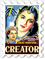 July 2024 Bollywood challenge creator stamp - vintage Bollywood poster with a dark-haired woman and smiling man