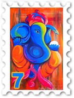 July 2024 Bollywood challenge commenter stamp - modern painting of Ganesh