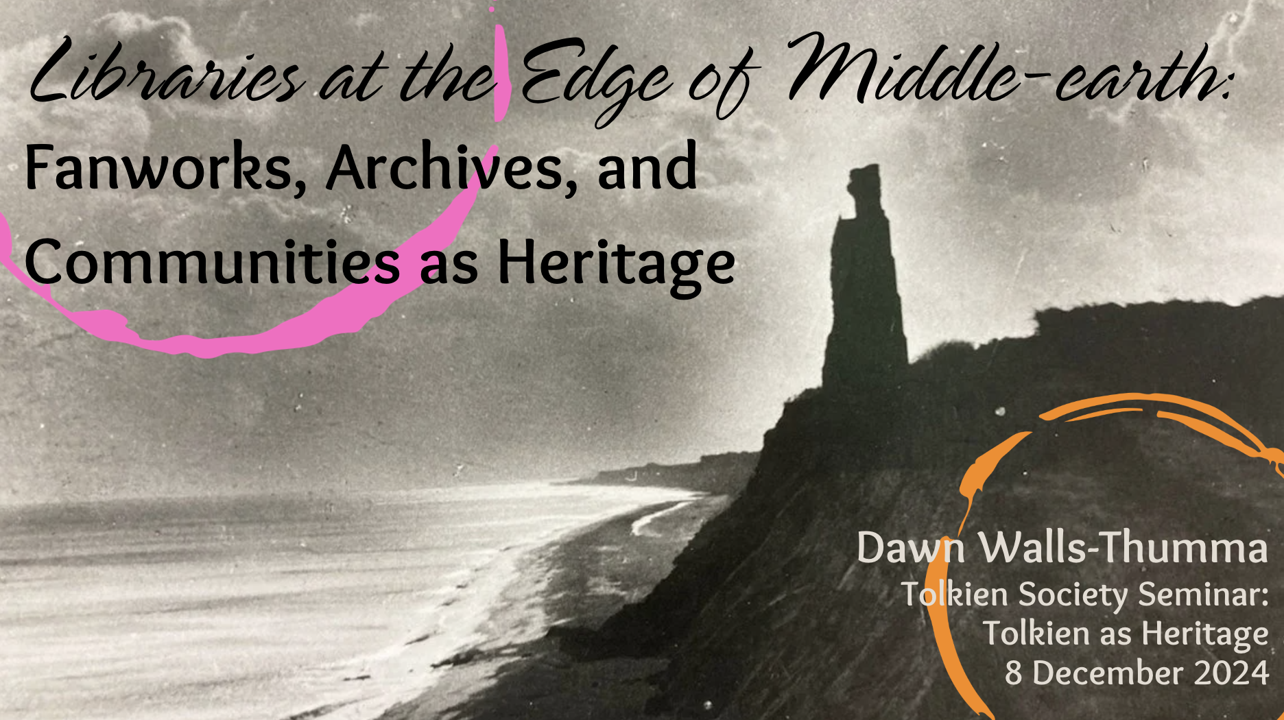 Libraries at the Edge of Middle-earth: Fanworks, Archives, and Communities as Heritage, Dawn Walls-Thumma, Tolkien Society Seminar: Tolkien as Heritage, 8 December 2024