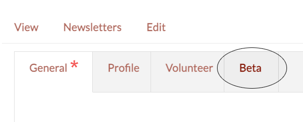 At the top of the Edit Profile page, you will find a row of tabs that includes the Beta tab to access your profile